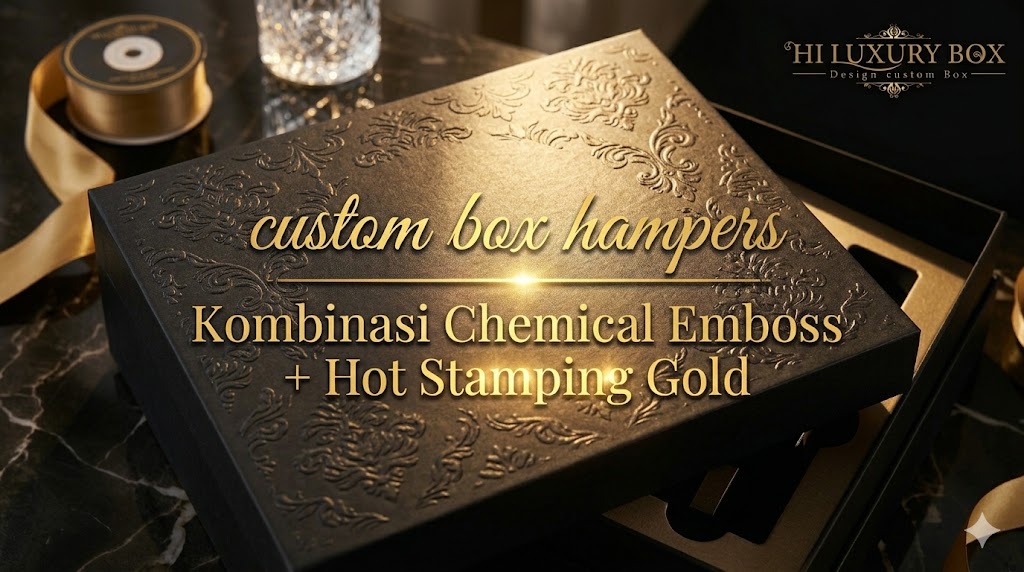 Kombinasi Chemical Emboss + Hot Stamping Gold