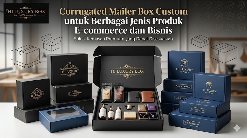 Corrugated mailer box custom untuk berbagai jenis produk e-commerce dan bisnis