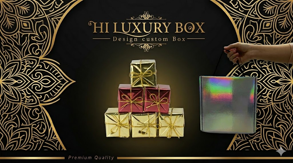 Custom box metalize gold foil premium Jakarta – Hiluxury Box