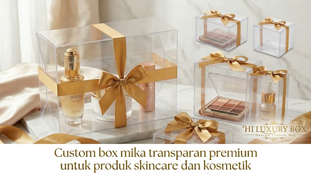 Custom box mika transparan premium untuk produk skincare dan kosmetik – Hiluxury Box Jakarta
