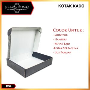 Box Kado - Mailer Box Spot UV Hitam - Kotak Hadiah Premium - B94