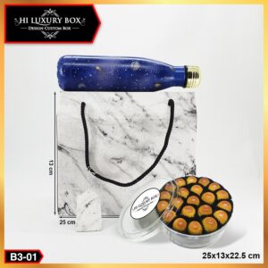 Hiluxurybox - Gable Box - Dus Souvenir Packaging Motif Marble - B3-01