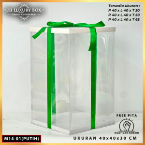 Cake Box Kotak Kue Mika Transparan Dus Hadiah - Tutup Hologram-40X40- M14