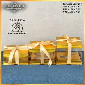 Cake Box Kotak Kue Mika Transparan Dus Hadiah - Tutup Hologram/18X18/ M15