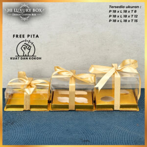 Cake Box Kotak Kue Mika Transparan Dus Hadiah - Tutup Mika/18X18/ M16