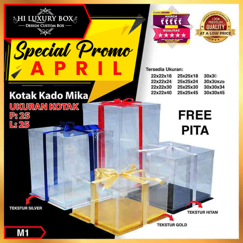 Cake Box Kotak Kue Mika Transparan Dus Hadiah - Tutup Mika 25x25 - Image 2