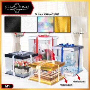 Kotak Kado Mika Packaging Kue Tutup Hologram Spot Uv Box Uk 22x22