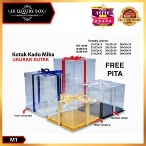 Cake Box Kotak Kue Mika Transparan Dus Hantaran - Tutup Mika | M1 (18x18)