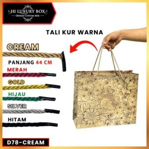 Tali Paperbag Tali Twist Import Tali Kur Tambang Kepang D78 Tali Sumbu Polyester Warna Murah 5 mm Panjang 44 cm