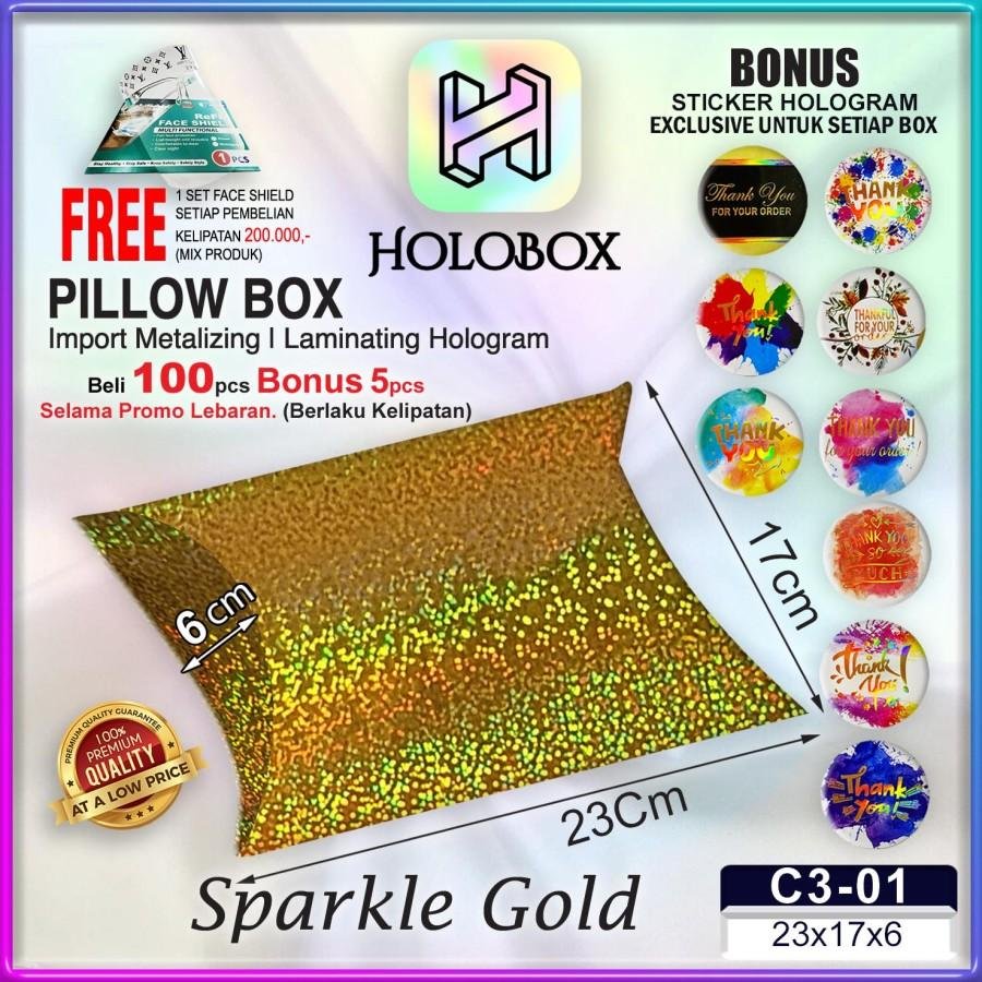 Pillow Box Kotak Souvenir Gift Box Hologram 23x17x6 | C3