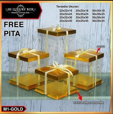 Cake Box Kotak Kue Mika Transparan Dus Hadiah - Tutup Hologram 25x25 gift stiker - Image 3