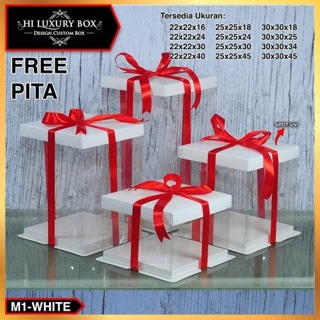Cake Box Kotak Kue Mika Transparan Dus Hadiah - Tutup Hologram 25x25 gift stiker - Image 4