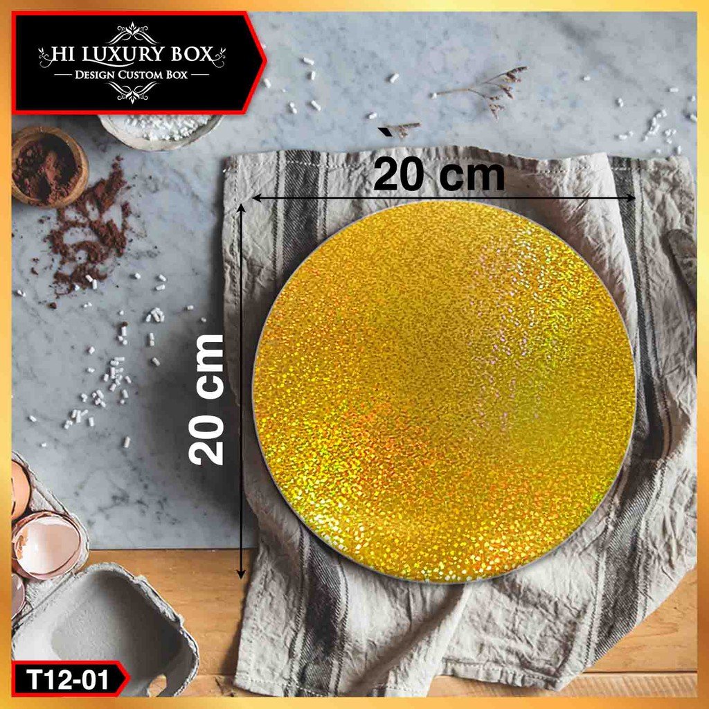 Tatakan Kue|Cake Board|Alas Kue|Aksesoris Kue|Bulat|20X20|Hologram|20X20|T12