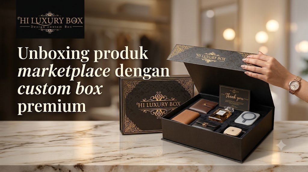 Unboxing produk marketplace dengan custom box premium