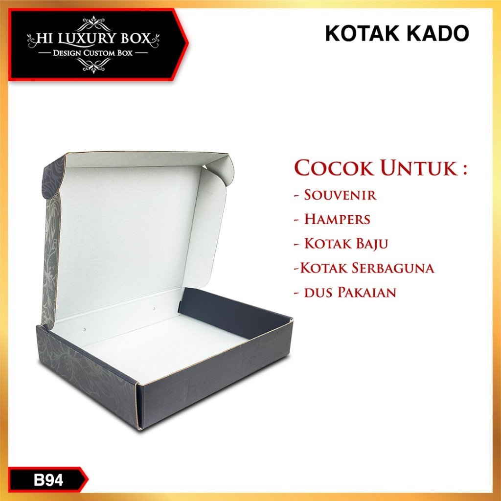 Box Kado - Mailer Box Spot UV Hitam - Kotak Hadiah Premium - B94 - Image 2
