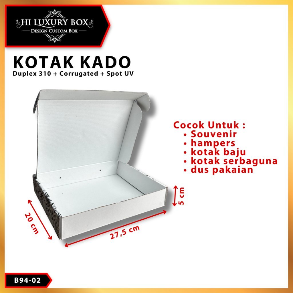 Box Kado - Mailer Box Spot UV Hitam - Kotak Hadiah Premium - B94 - Image 3