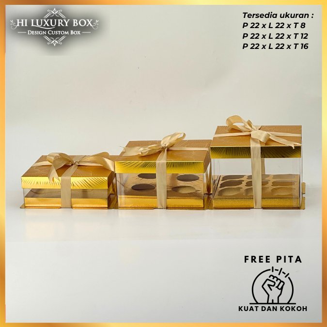 Box Mika / Kotak Kue Mika / Box Cupcake + Tatakan / Packaging Mika /22X22/M17 - Image 2
