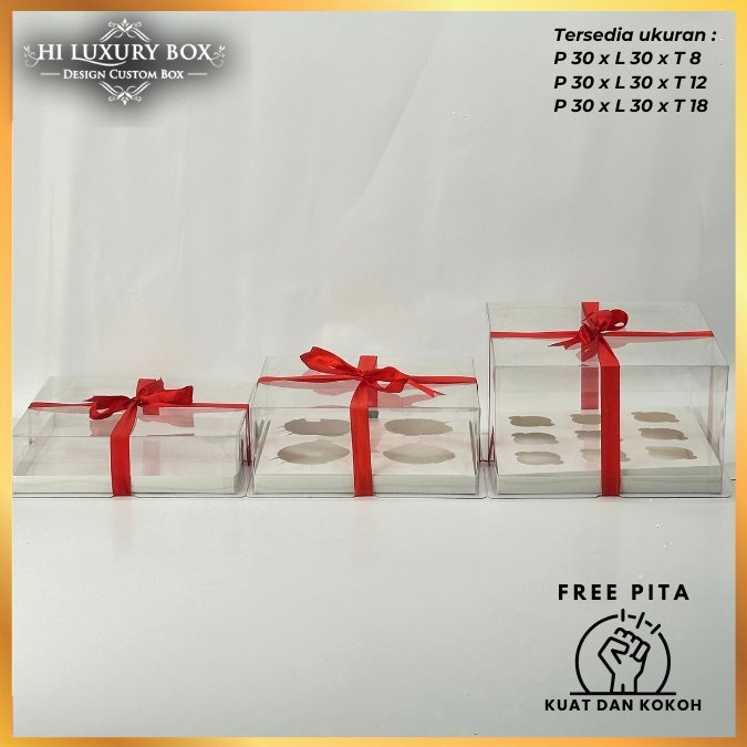 Box Mika / Kotak Kue Mika / Box Toples + Tatakan / Packaging Mika /30X30/ M20 - Image 3
