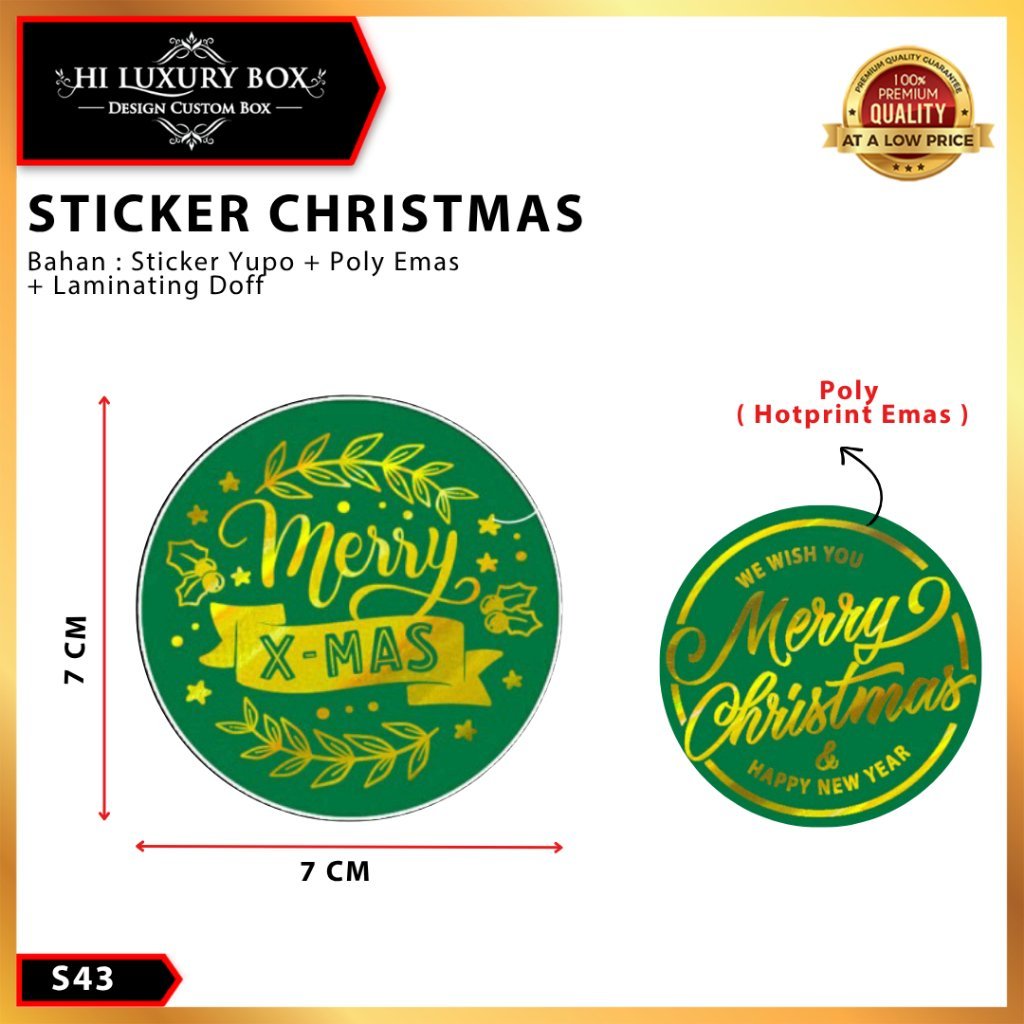 sticker natal|sticker merry christmas|sticker yupo|sticker bulat|S43