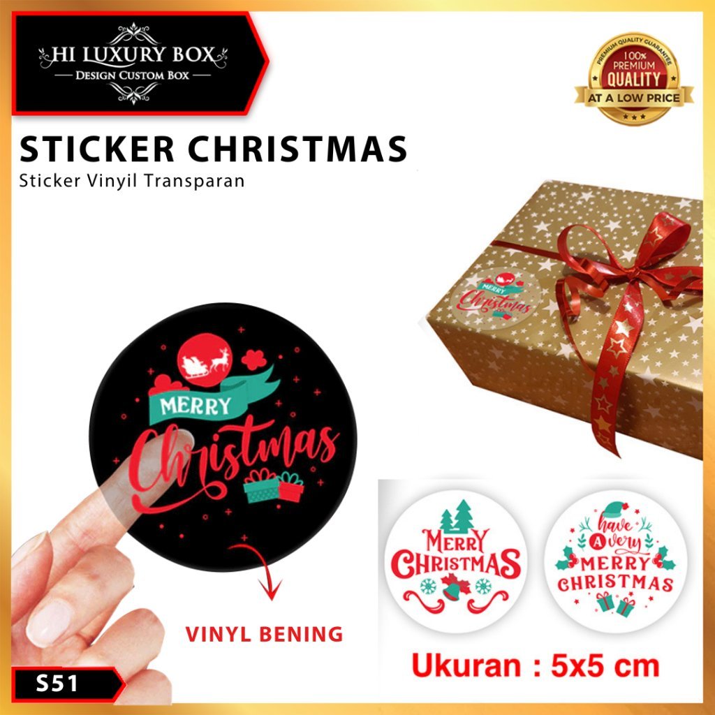 Stikcer Merry Christmass|Vinly|Segel|Label|Aksesoris|Packaging|S51