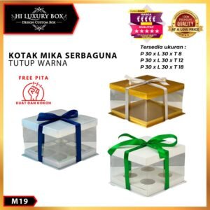 Box Mika / Kotak Kue Mika / Box Toples + Tatakan / Packaging Mika /30X30/ M19
