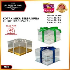 Box Mika / Kotak Kue Mika / Box Toples + Tatakan / Packaging Mika /30X30/ M20