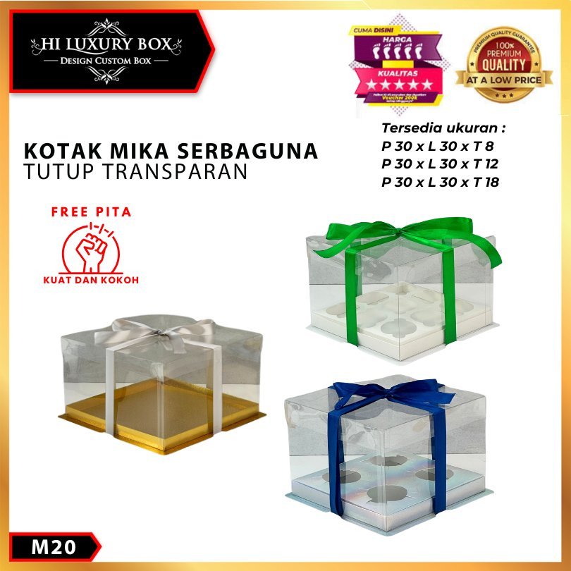 Box Mika / Kotak Kue Mika / Box Toples + Tatakan / Packaging Mika /30X30/ M20