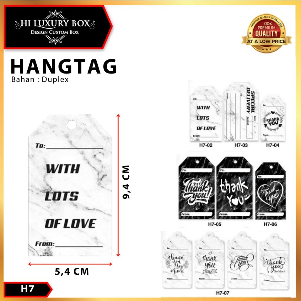 Hang Tag Motif Label Baju With Lots Of Love 9,4x5,4 | H7