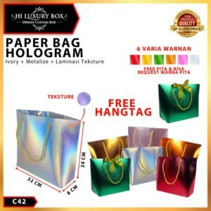 Paperbag/Souvenir/Metalize Hologram/Tas/Kotak Kado/Hadiah/Goddie Bag/C42