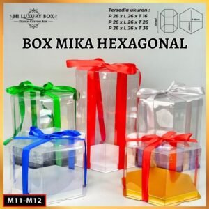 Cake Box Hexagonal / Segi enam Kue Mika Transparan Dus Hantaran - Tutup Mika M12