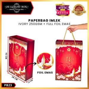 Paper Bag Imlek Souvenir Murah Kantong Kertas Goodie Bag Premium|Bahan Ivory 250Gr|PB23