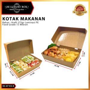 Box Nasi/Box Kraft polos/Kotak Nasi/Box Murah/Box Polos/ Size M & L K3-07