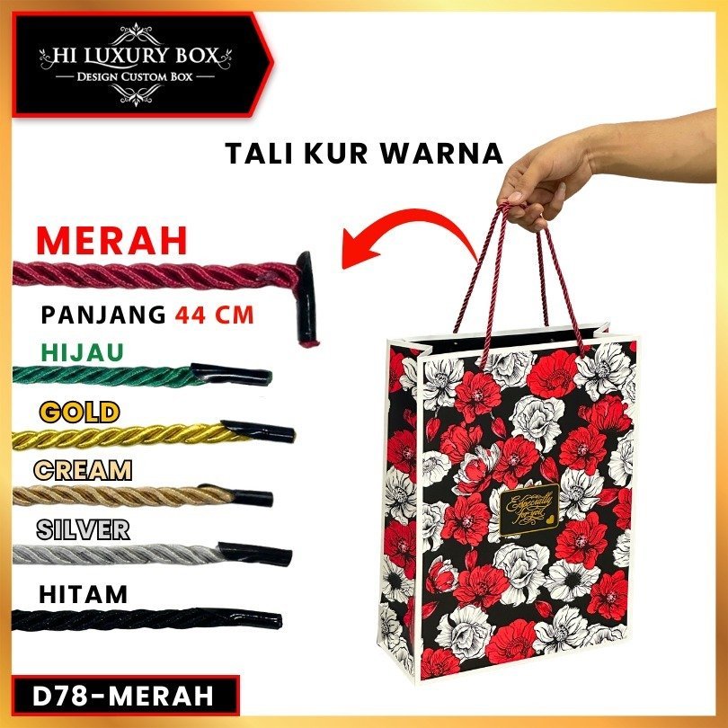 Tali Paperbag Tali Twist Import Tali Kur Tambang Kepang D78 Tali Sumbu Polyester Warna Murah 5 mm Panjang 44 cm - Image 5