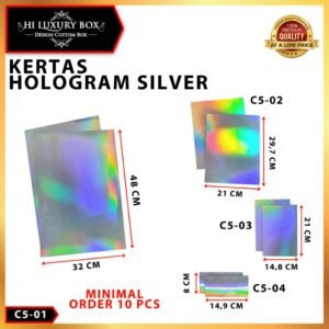 Kertas Hologram|Silver|Lembaran|A3+|Murah|C5 Silver