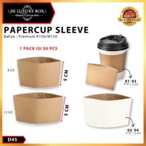 Sleeve Gelas|Sleeve Kraft Paper Cup|Pegangan Gelas Kertas|D45