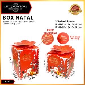 Box Natal/Kotak Hampers/Toples 500gr/Dus Kue/Toples Bulat/B102