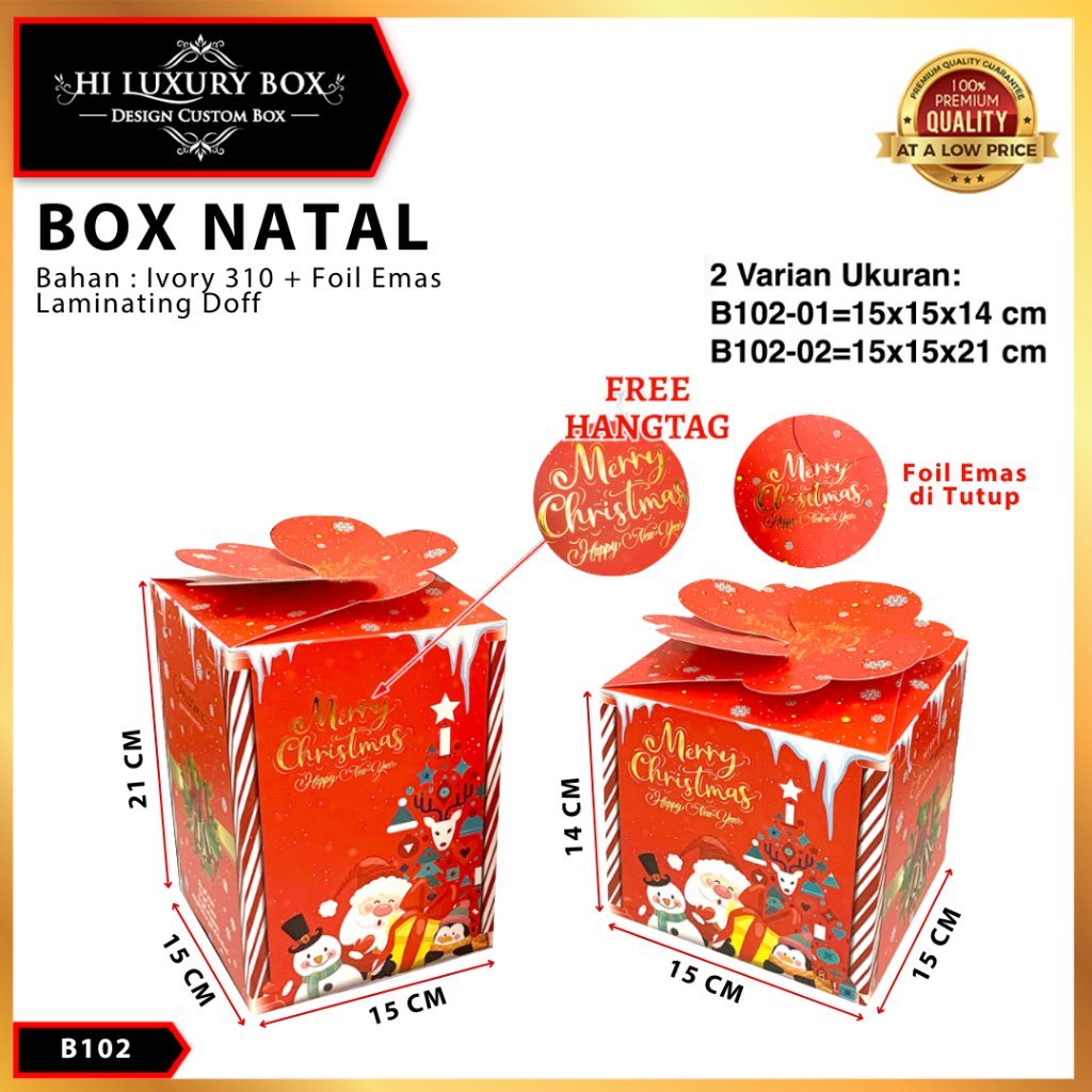 Box Natal/Kotak Hampers/Toples 500gr/Dus Kue/Toples Bulat/B102