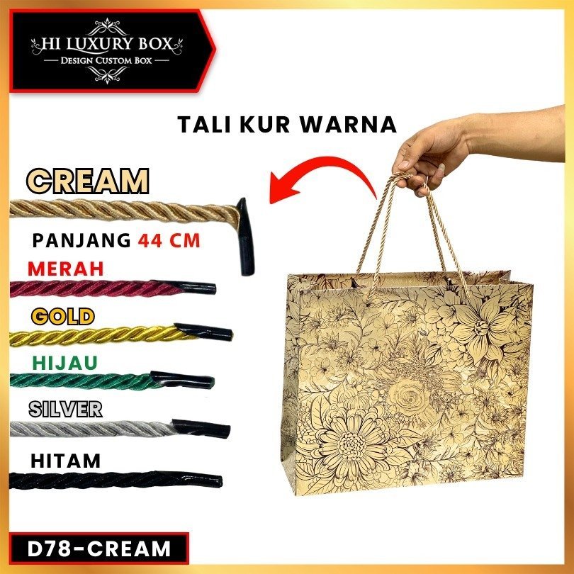 Tali Paperbag Tali Twist Import Tali Kur Tambang Kepang D78 Tali Sumbu Polyester Warna Murah 5 mm Panjang 44 cm - Image 6