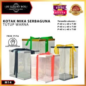 Cake Box Kotak Kue Mika Transparan Dus Hadiah - Tutup Hologram-40X40- M14