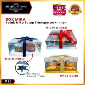 Box Mika / Kotak Kue Mika / Box Cupcake + Tatakan / Packaging Mika /25X25/ M10