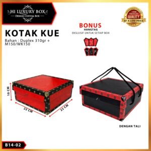 Kotak Kue | Dus Kue | Kotak serbaguna | Kraft | Murah 25x25x12 Merah Hitam Kotak | B15