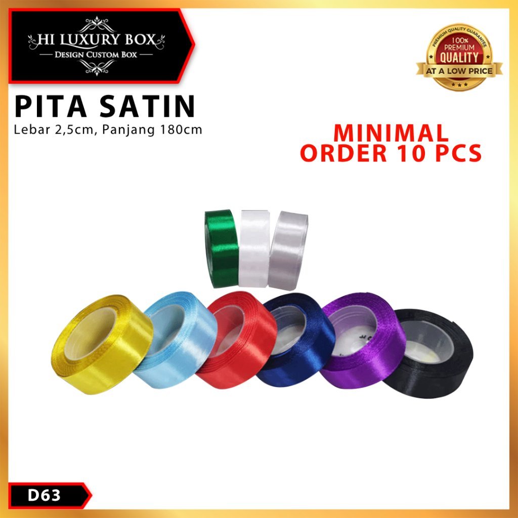 Pita Satin Ribbon Kado 1 Inch (2.5 cm) / Panjang 18 Meter|D63