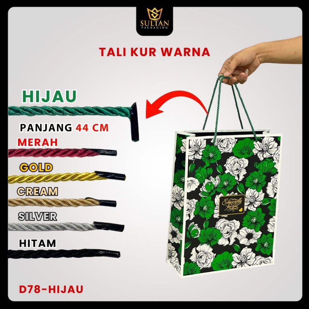 Tali Paperbag Tali Twist Import Tali Kur Tambang Kepang D78 Tali Sumbu Polyester Warna Murah 5 mm Panjang 44 cm - Image 8