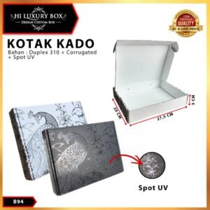 Box Kado - Mailer Box Spot UV Hitam - Kotak Hadiah Premium - B94