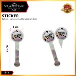 Sticker Bulat Panjang Hologram - Sticker Laminating Silver 13x4 | S14