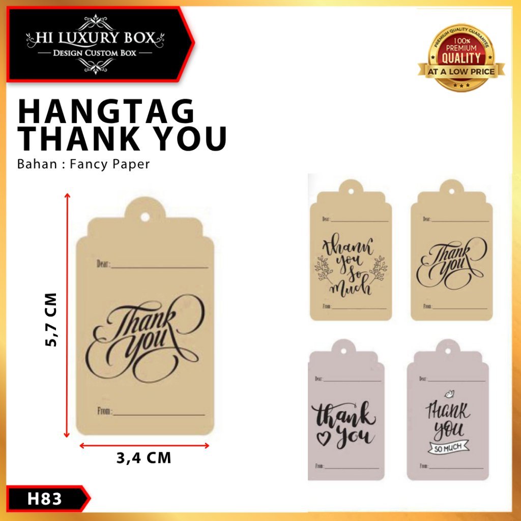 Hangtag|Hangtag Murah|Hangtag Thank You|Hangtag Terima Kasih|H83