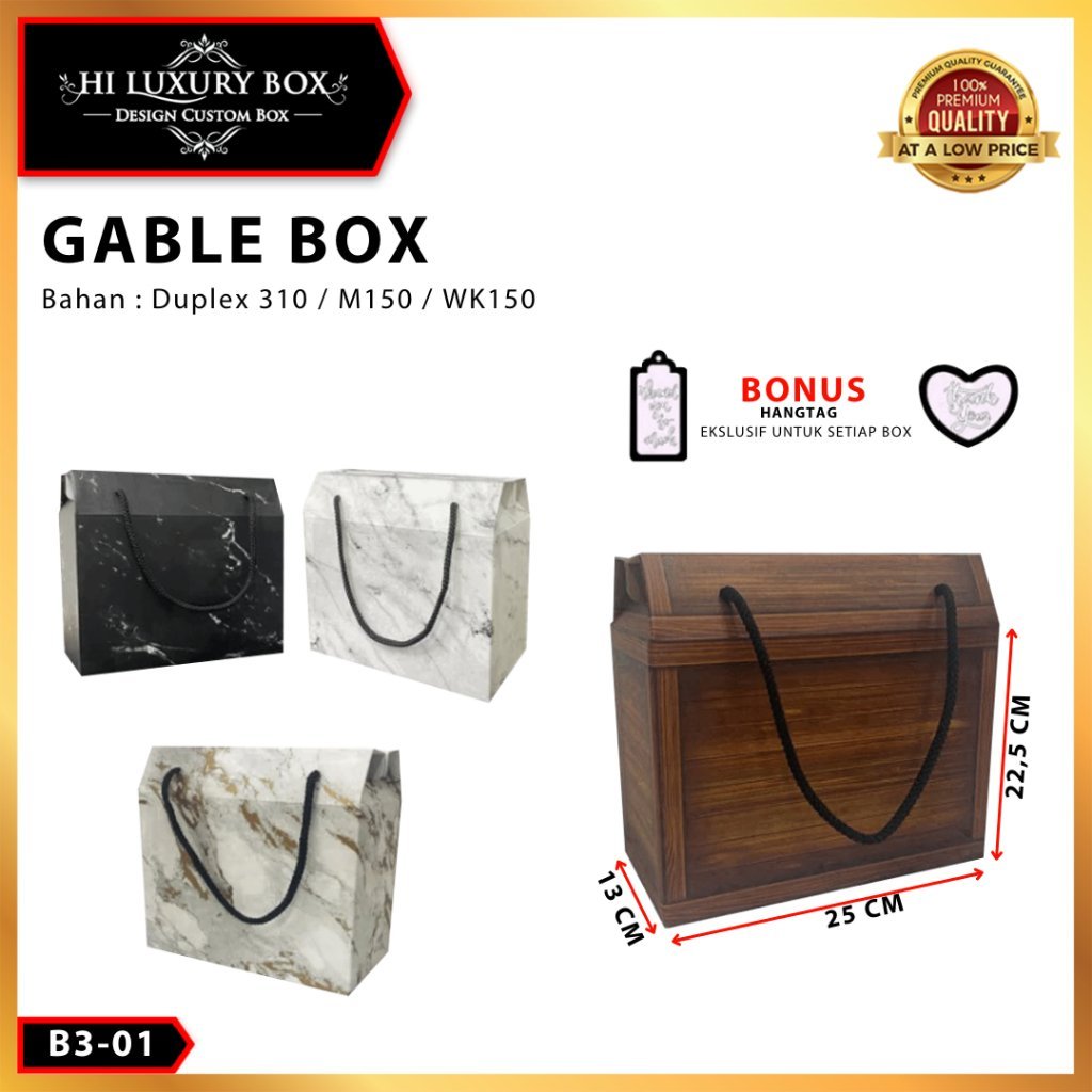 Kotak Kue - Gable Box - Box Marble - Souvenir Box - Kotak Packaging-B3-11