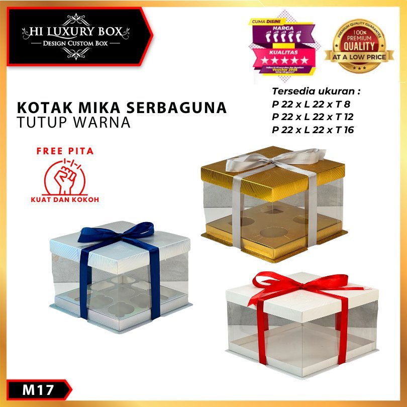 Box Mika / Kotak Kue Mika / Box Cupcake + Tatakan / Packaging Mika /22X22/M17