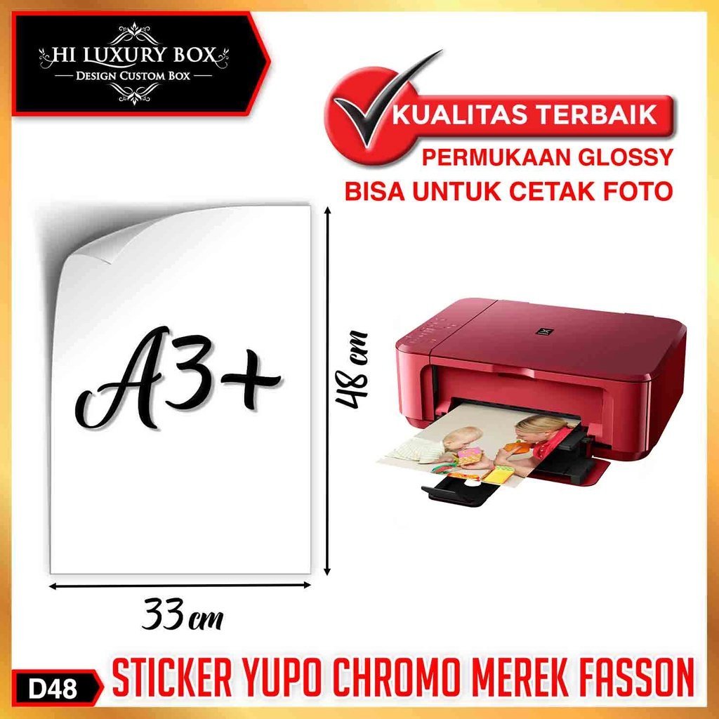 Kertas Sticker Chromo|Stiker Glossy|Fasson A3+ (32.9 cm x 48.3 cm)|D48 - Image 2