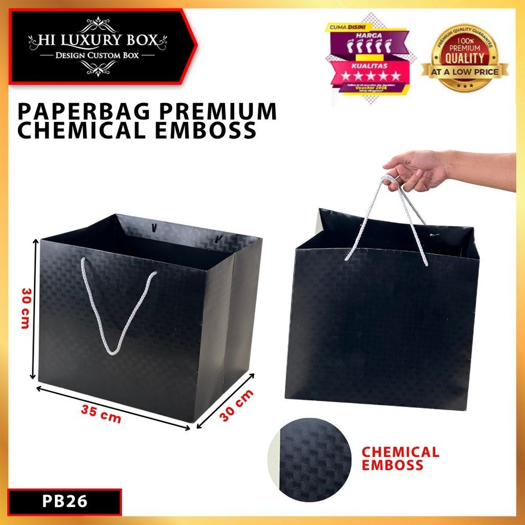 Paper Bag Hadiah Jumbo/ Premium Gift Bag/ Tas Kado Jinjing/ Chemical Embos/ 35x30x30/ PB26